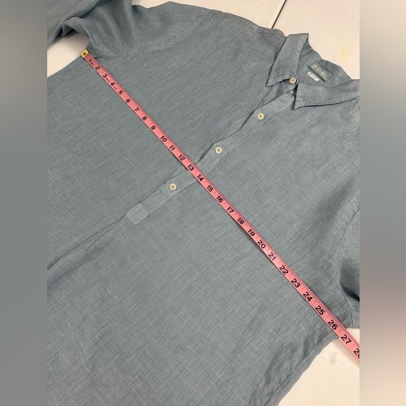 CP Shades Half Button Long Sleeve Collared Linen Shirt Tunic Blouse Lagenlook - Picture 5 of 7